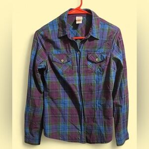 Mossimo Supply Co. Purple and Blue Plaid Shirt